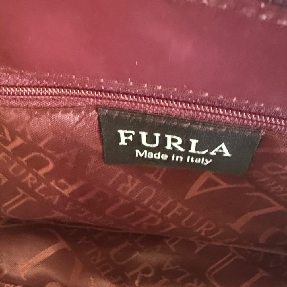 Furla Burgundy Leather Shoulder Bag - Picture 9 of 11